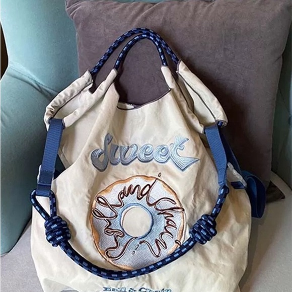 New Ball & Chain Japan Donut grey large Eco bag tote - Picture 1 of 5